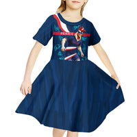 Personalized France Gallic Rooster Football Kid Short Sleeve Dress Rooster Mascot French Culture Doodle