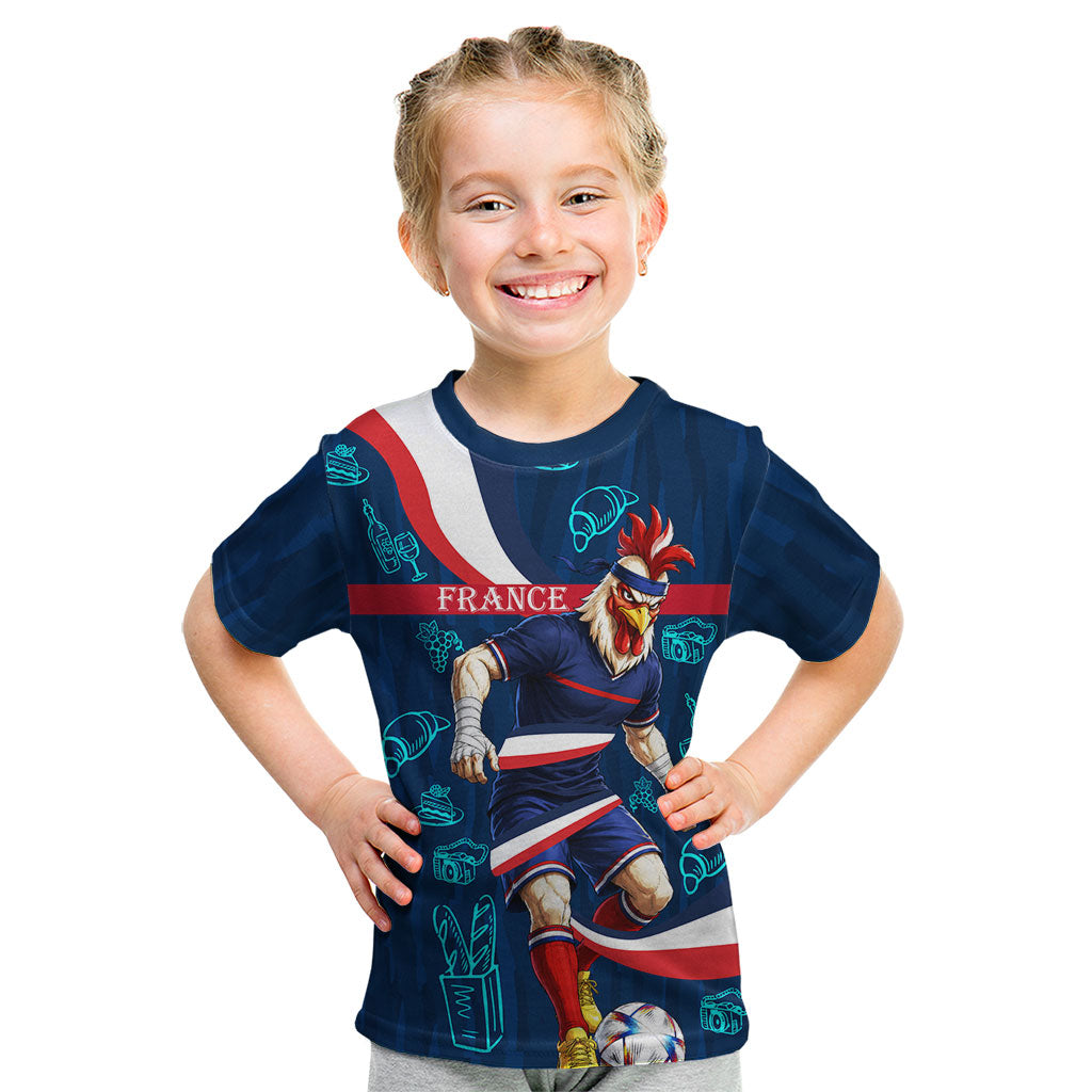 Personalized France Gallic Rooster Football Kid T Shirt Rooster Mascot French Culture Doodle