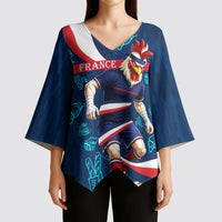 Personalized France Gallic Rooster Football Kimono Sleeve Blouse Rooster Mascot French Culture Doodle