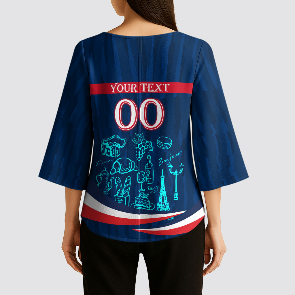 Personalized France Gallic Rooster Football Kimono Sleeve Blouse Rooster Mascot French Culture Doodle