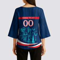 Personalized France Gallic Rooster Football Kimono Sleeve Blouse Rooster Mascot French Culture Doodle