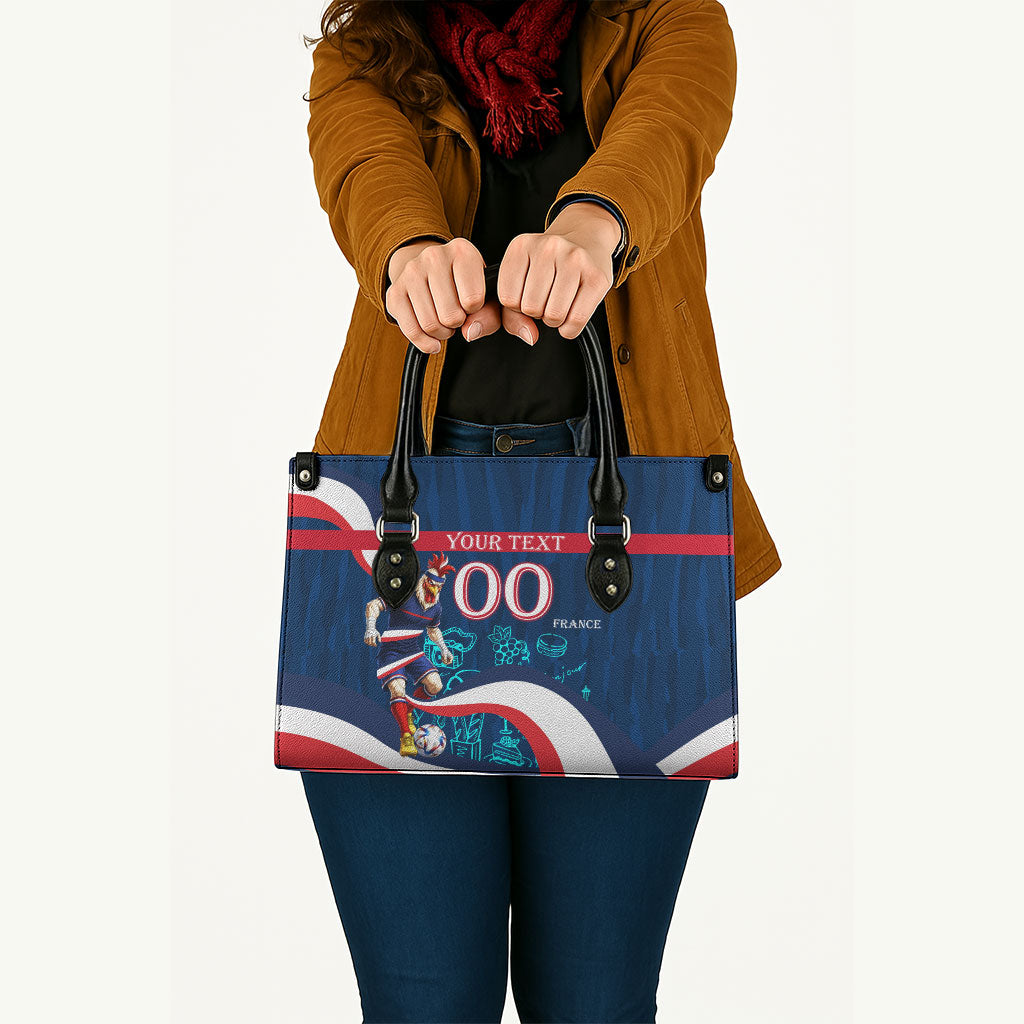 Personalized France Gallic Rooster Football Leather Bag Rooster Mascot French Culture Doodle