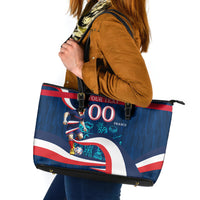 Personalized France Gallic Rooster Football Leather Tote Bag Rooster Mascot French Culture Doodle