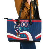 Personalized France Gallic Rooster Football Leather Tote Bag Rooster Mascot French Culture Doodle