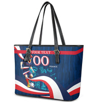 Personalized France Gallic Rooster Football Leather Tote Bag Rooster Mascot French Culture Doodle