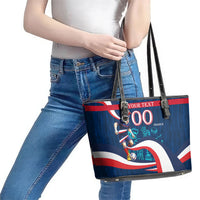 Personalized France Gallic Rooster Football Leather Tote Bag Rooster Mascot French Culture Doodle