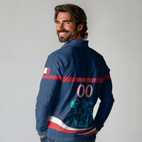 Personalized France Gallic Rooster Football Long Sleeve Polo Shirt Rooster Mascot French Culture Doodle