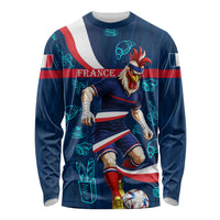 Personalized France Gallic Rooster Football Long Sleeve Shirt Rooster Mascot French Culture Doodle