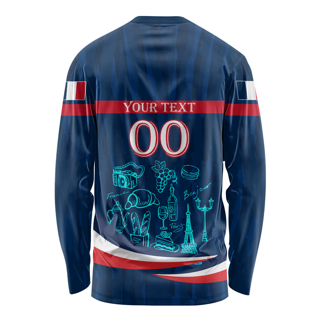 Personalized France Gallic Rooster Football Long Sleeve Shirt Rooster Mascot French Culture Doodle