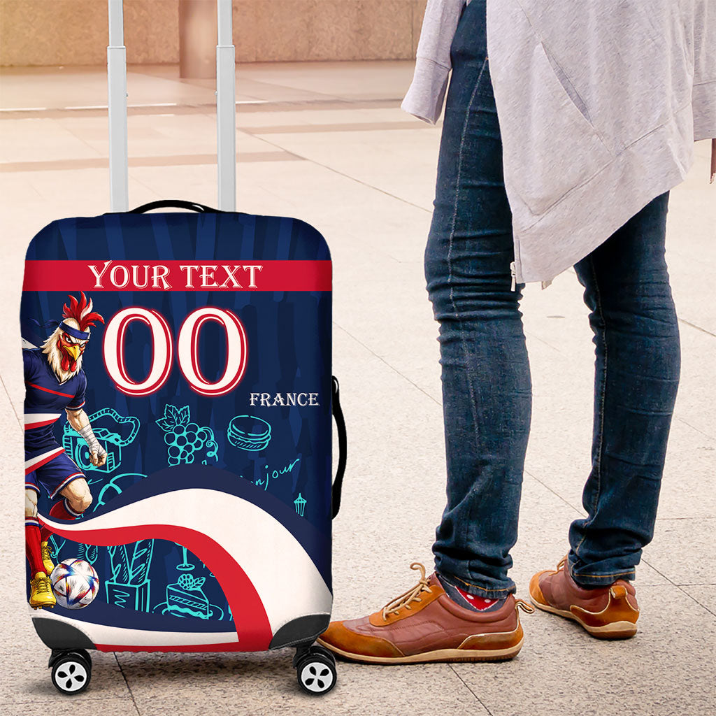 Personalized France Gallic Rooster Football Luggage Cover Rooster Mascot French Culture Doodle