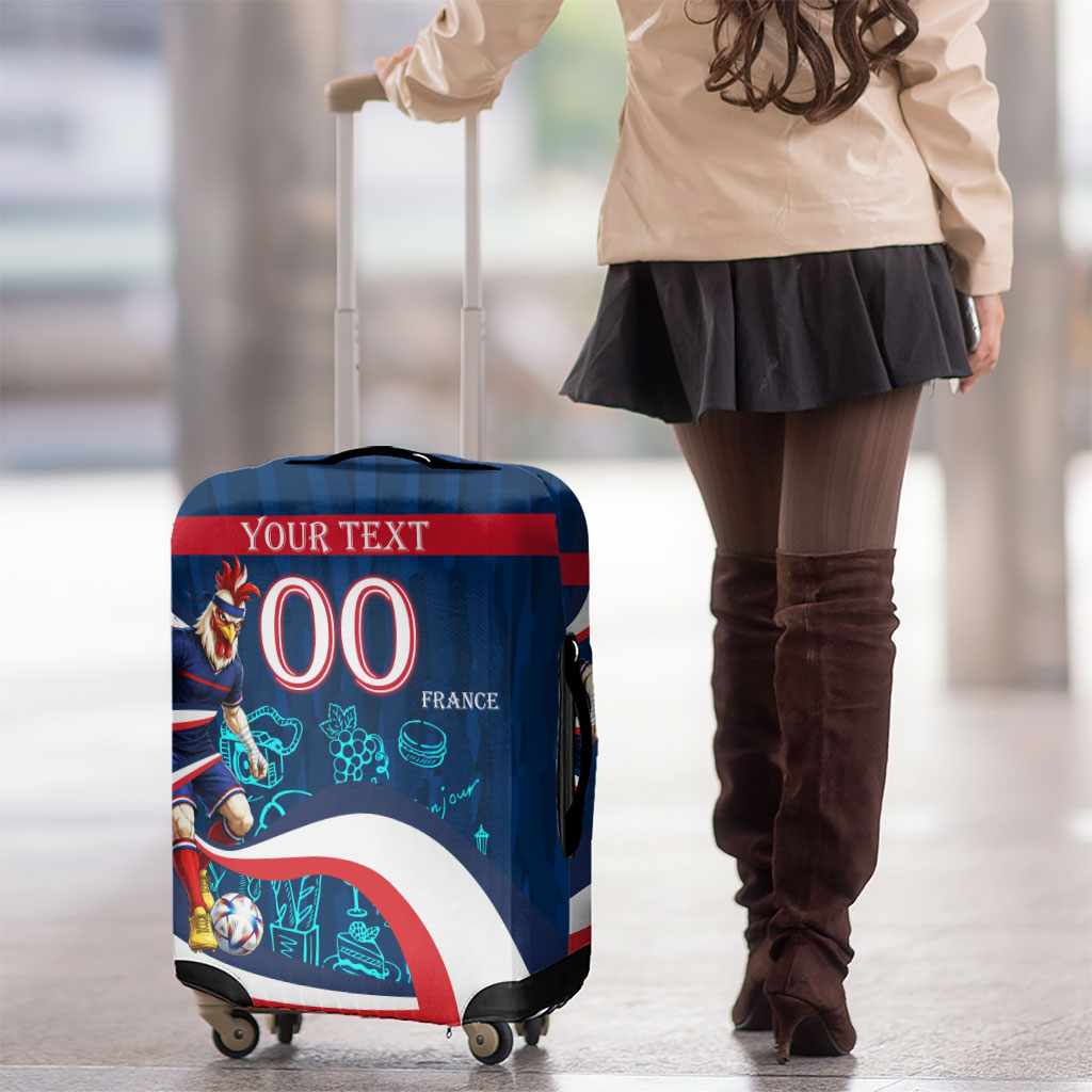 Personalized France Gallic Rooster Football Luggage Cover Rooster Mascot French Culture Doodle