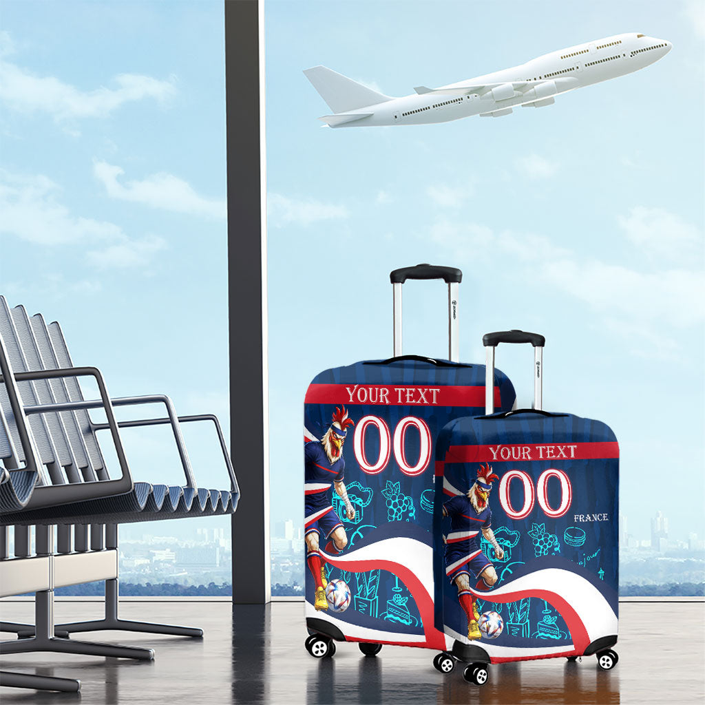 Personalized France Gallic Rooster Football Luggage Cover Rooster Mascot French Culture Doodle