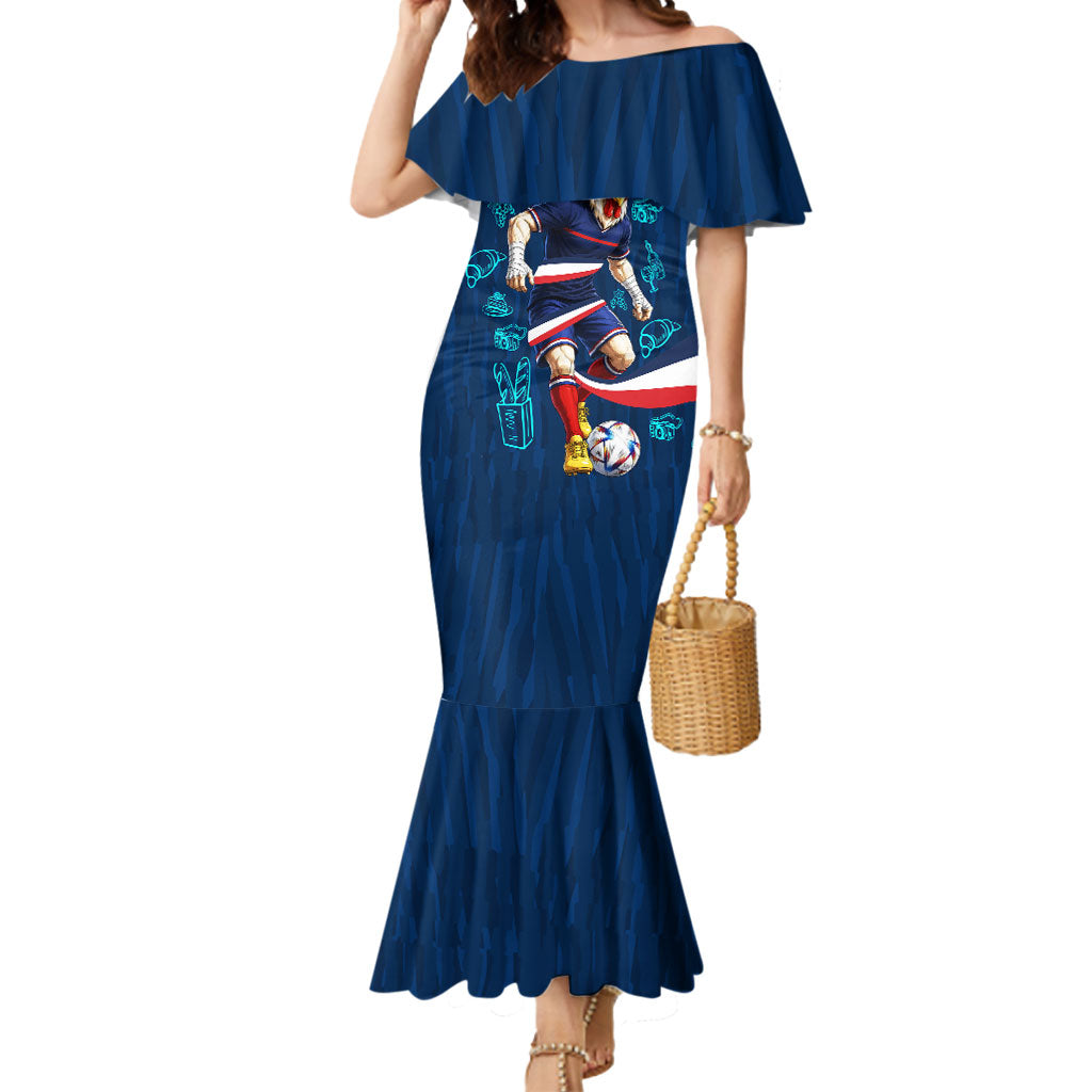 Personalized France Gallic Rooster Football Mermaid Dress Rooster Mascot French Culture Doodle