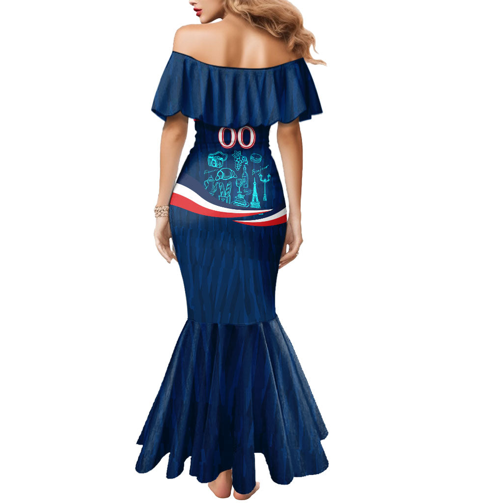 Personalized France Gallic Rooster Football Mermaid Dress Rooster Mascot French Culture Doodle