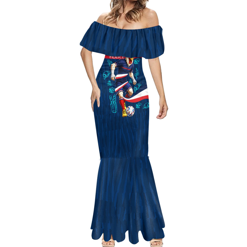 Personalized France Gallic Rooster Football Mermaid Dress Rooster Mascot French Culture Doodle
