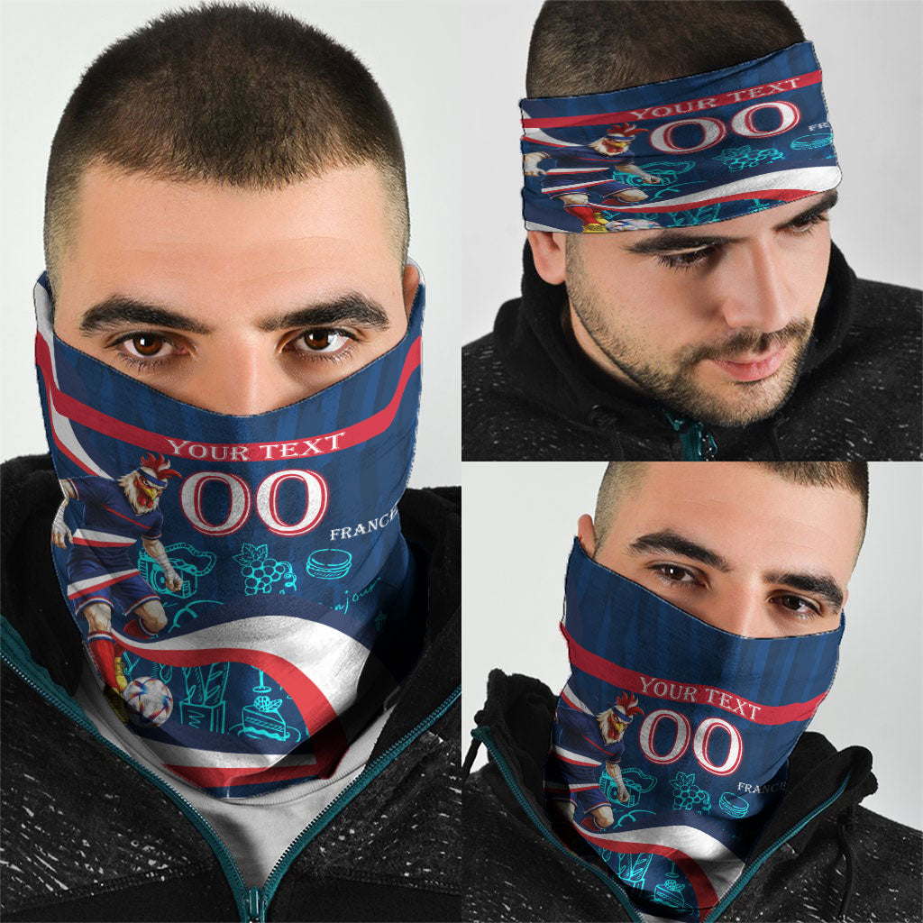 Personalized France Gallic Rooster Football Neck Gaiter Rooster Mascot French Culture Doodle
