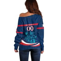 Personalized France Gallic Rooster Football Off Shoulder Sweater Rooster Mascot French Culture Doodle
