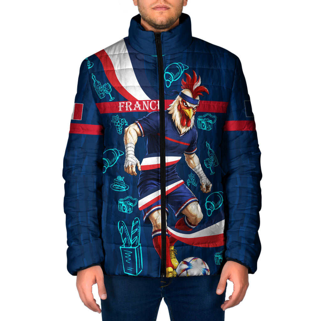 Personalized France Gallic Rooster Football Padded Jacket Rooster Mascot French Culture Doodle