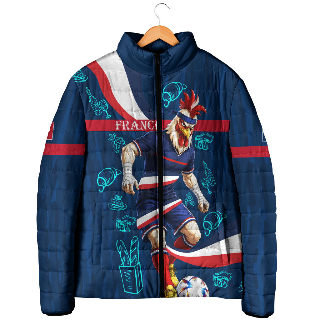 Personalized France Gallic Rooster Football Padded Jacket Rooster Mascot French Culture Doodle