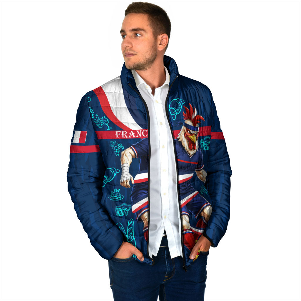 Personalized France Gallic Rooster Football Padded Jacket Rooster Mascot French Culture Doodle