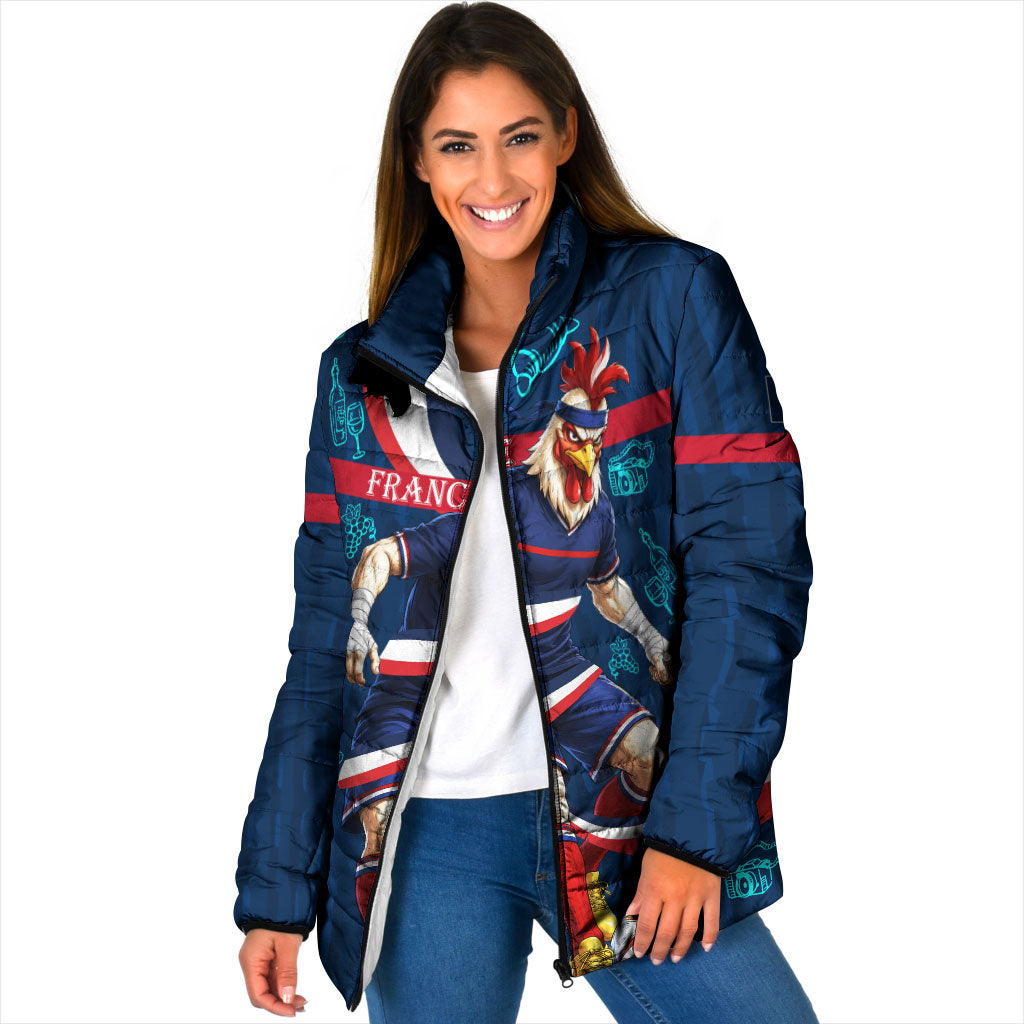 Personalized France Gallic Rooster Football Padded Jacket Rooster Mascot French Culture Doodle
