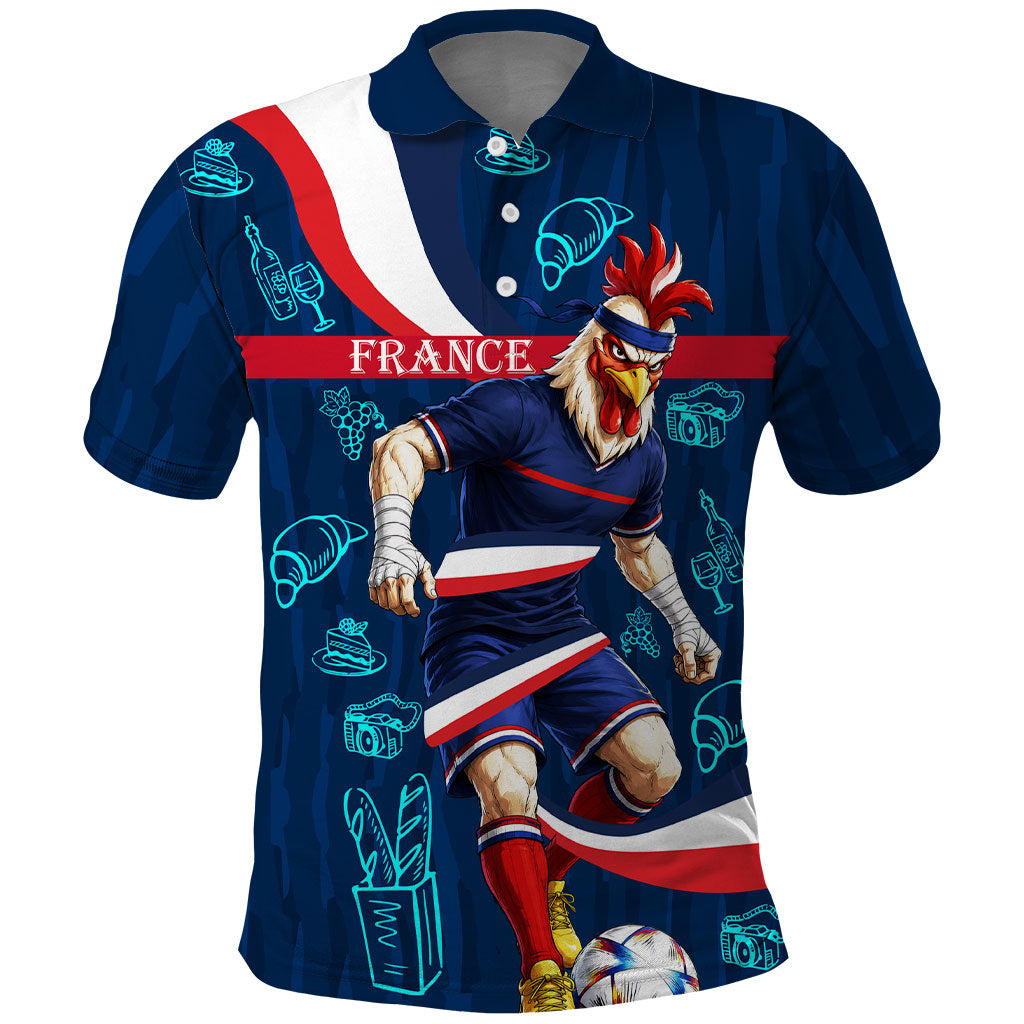Personalized France Gallic Rooster Football Polo Shirt Rooster Mascot French Culture Doodle