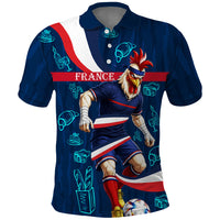 Personalized France Gallic Rooster Football Polo Shirt Rooster Mascot French Culture Doodle