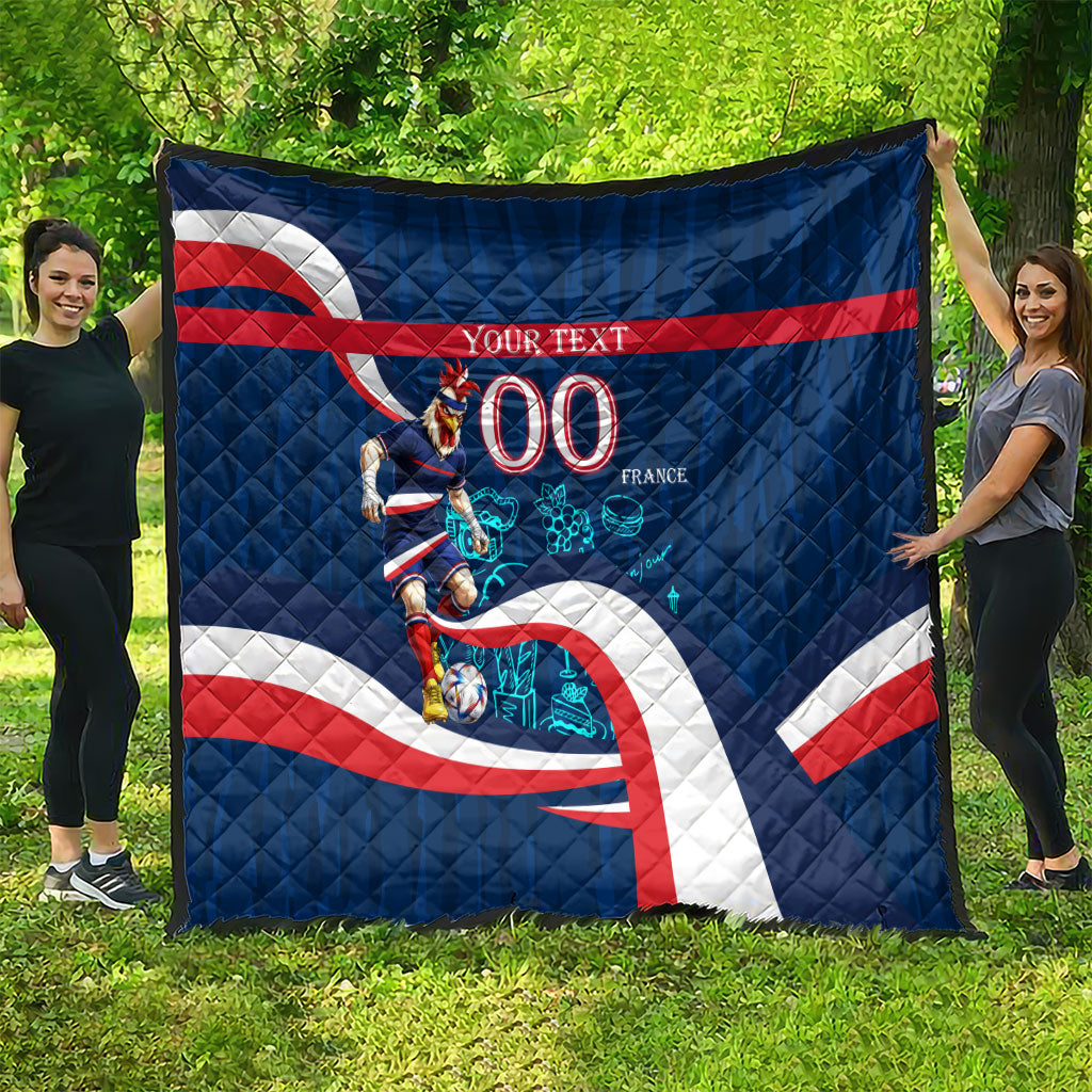 Personalized France Gallic Rooster Football Quilt Rooster Mascot French Culture Doodle