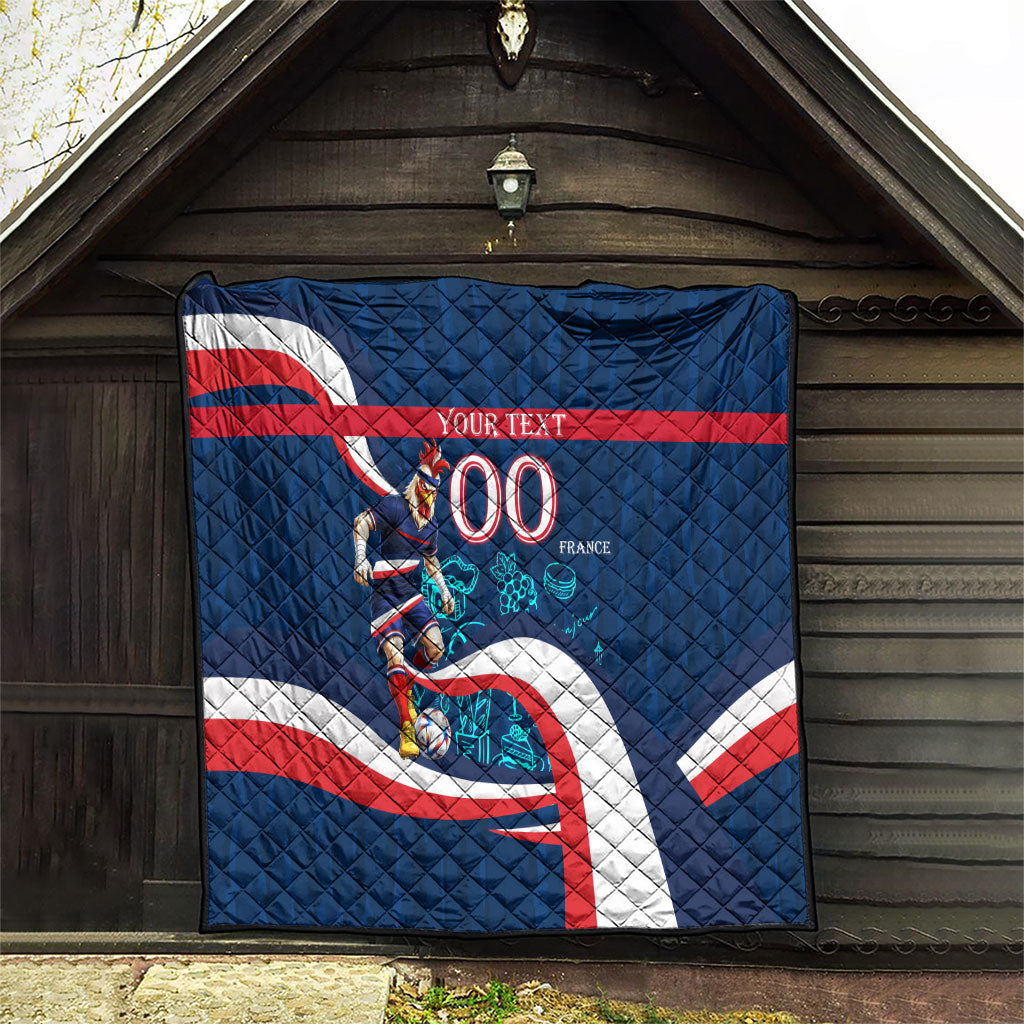 Personalized France Gallic Rooster Football Quilt Rooster Mascot French Culture Doodle