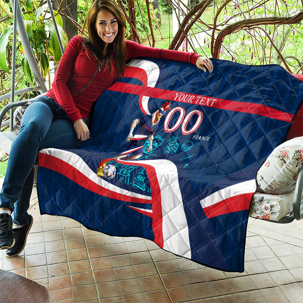 Personalized France Gallic Rooster Football Quilt Rooster Mascot French Culture Doodle