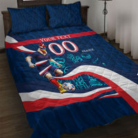 Personalized France Gallic Rooster Football Quilt Bed Set Rooster Mascot French Culture Doodle