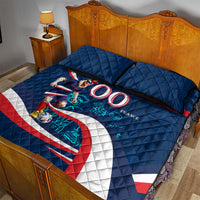 Personalized France Gallic Rooster Football Quilt Bed Set Rooster Mascot French Culture Doodle