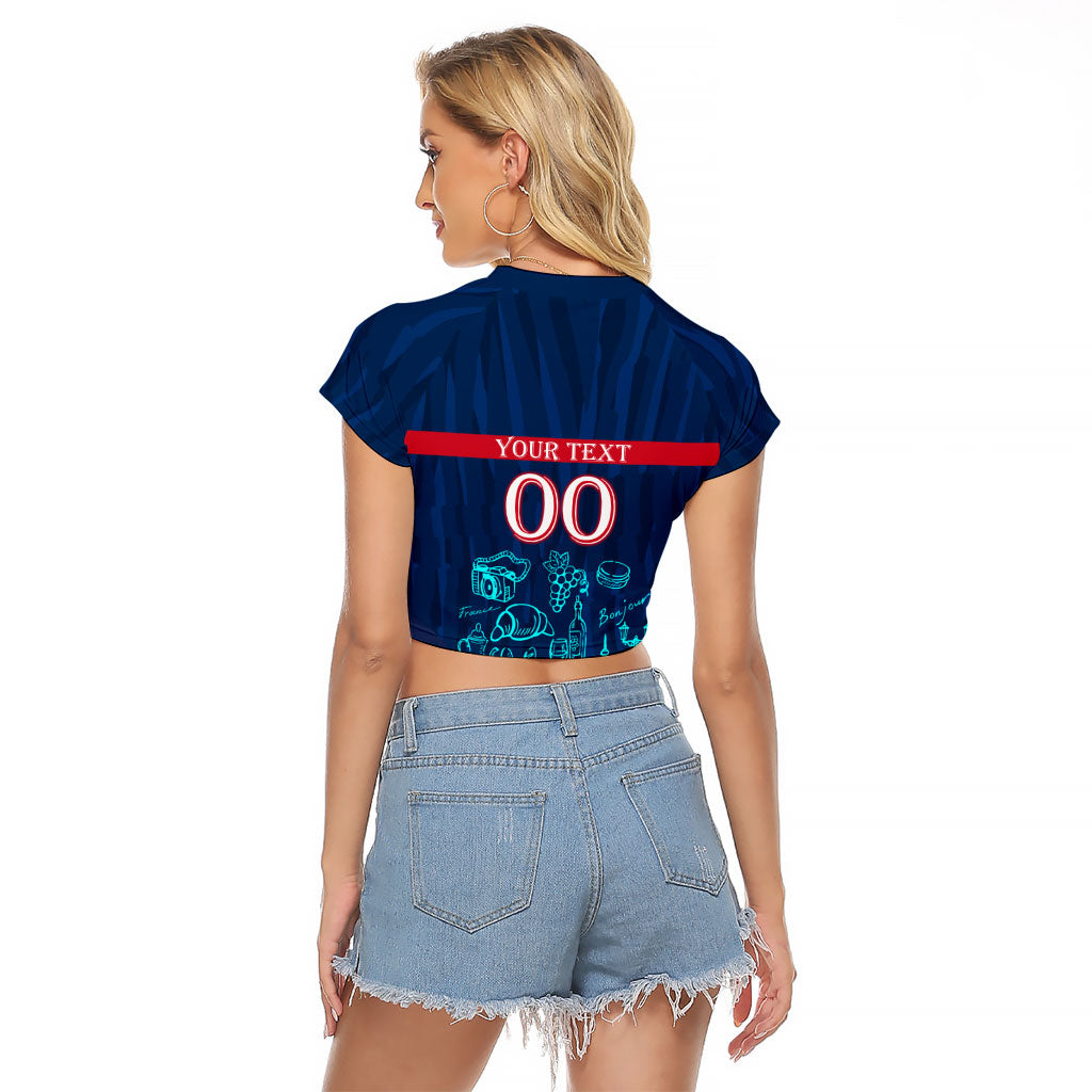 Personalized France Gallic Rooster Football Raglan Cropped T Shirt Rooster Mascot French Culture Doodle