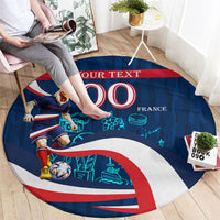 Personalized France Gallic Rooster Football Round Carpet Rooster Mascot French Culture Doodle