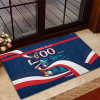Personalized France Gallic Rooster Football Rubber Doormat Rooster Mascot French Culture Doodle