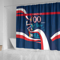 Personalized France Gallic Rooster Football Shower Curtain Rooster Mascot French Culture Doodle