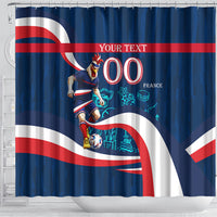 Personalized France Gallic Rooster Football Shower Curtain Rooster Mascot French Culture Doodle