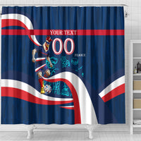 Personalized France Gallic Rooster Football Shower Curtain Rooster Mascot French Culture Doodle