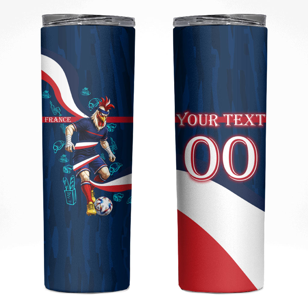 Personalized France Gallic Rooster Football Skinny Tumbler Rooster Mascot French Culture Doodle