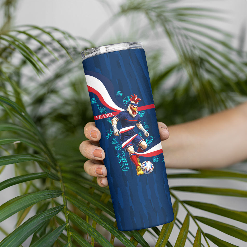 Personalized France Gallic Rooster Football Skinny Tumbler Rooster Mascot French Culture Doodle