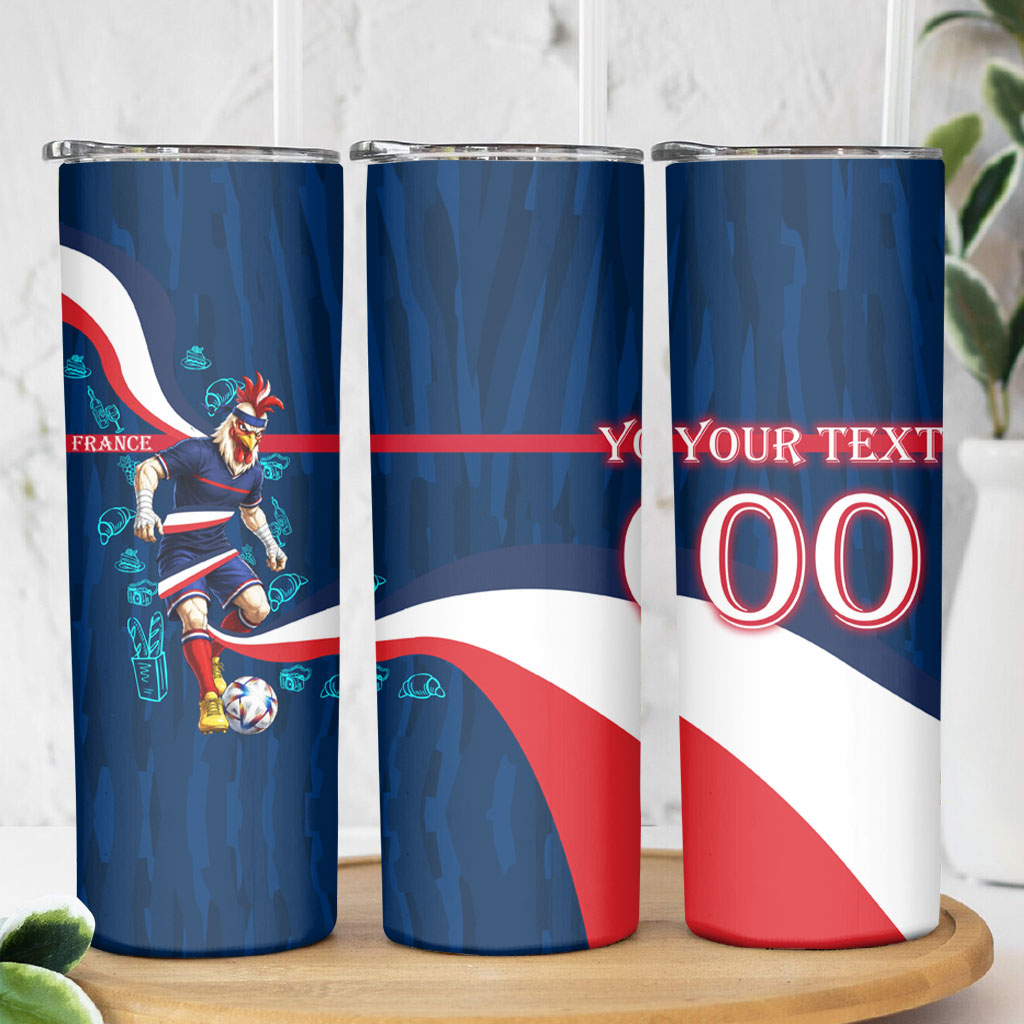 Personalized France Gallic Rooster Football Skinny Tumbler Rooster Mascot French Culture Doodle