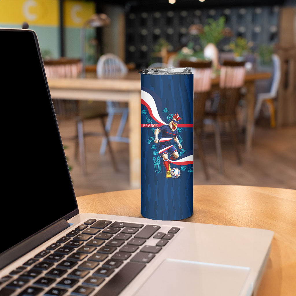Personalized France Gallic Rooster Football Skinny Tumbler Rooster Mascot French Culture Doodle