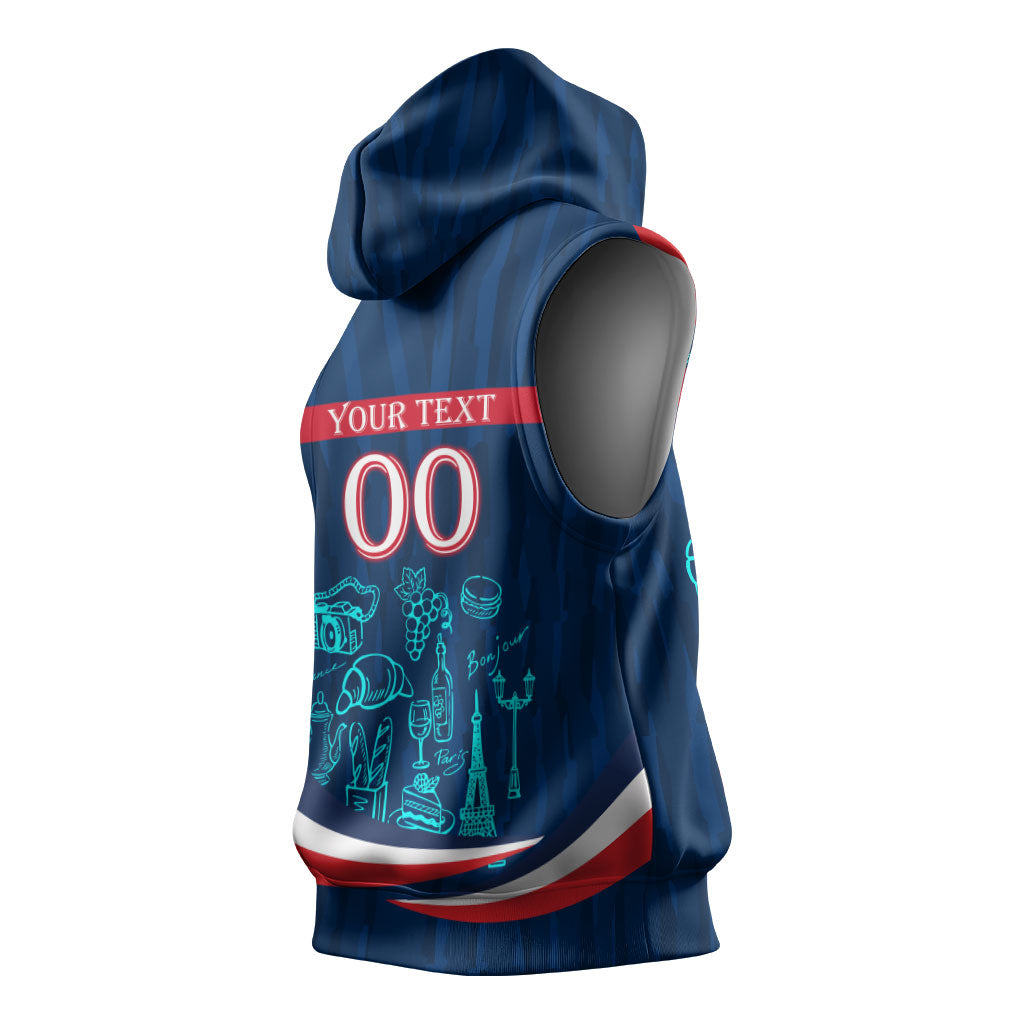 Personalized France Gallic Rooster Football Sleeveless Hoodie Rooster Mascot French Culture Doodle