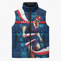 Personalized France Gallic Rooster Football Sleeveless Puffer Jacket Rooster Mascot French Culture Doodle