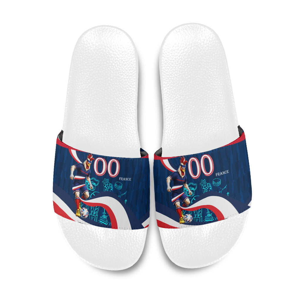 Personalized France Gallic Rooster Football Slide Sandals Rooster Mascot French Culture Doodle