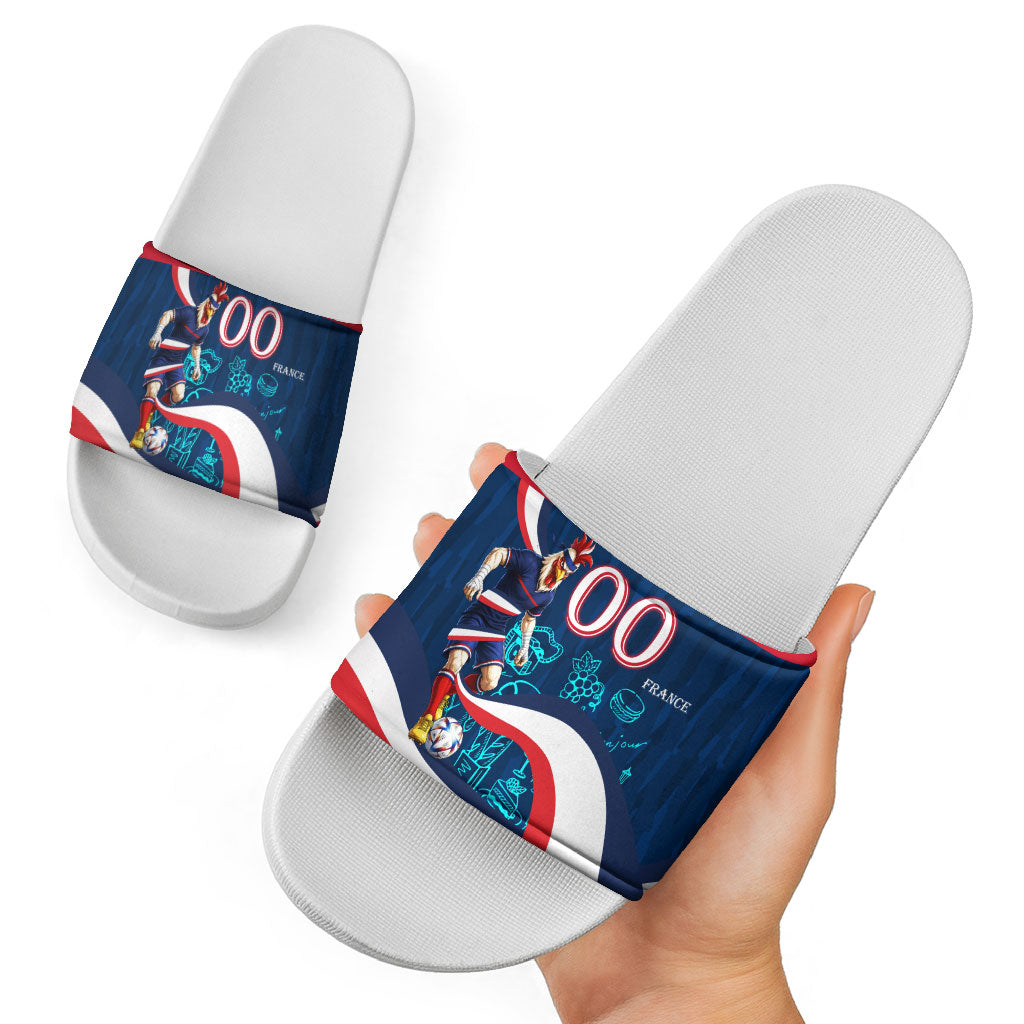 Personalized France Gallic Rooster Football Slide Sandals Rooster Mascot French Culture Doodle