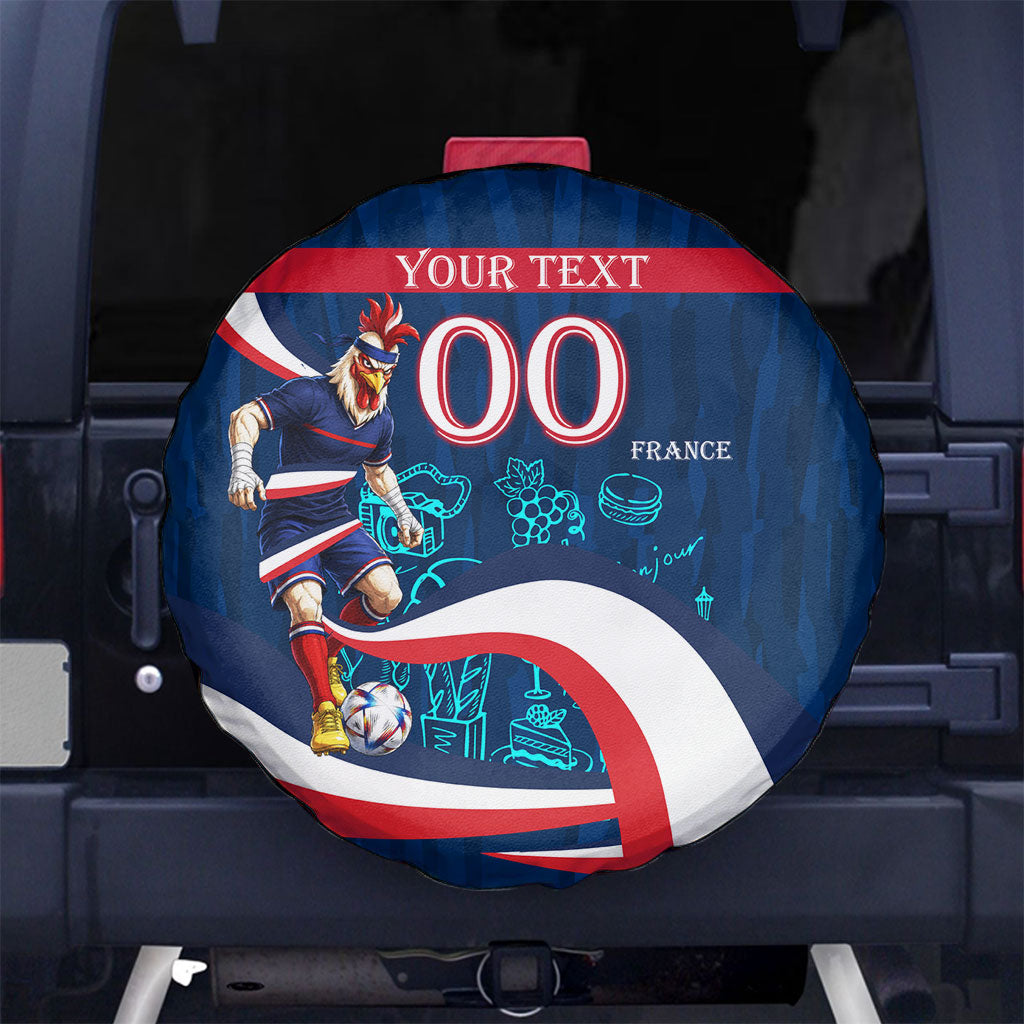 Personalized France Gallic Rooster Football Spare Tire Cover Rooster Mascot French Culture Doodle