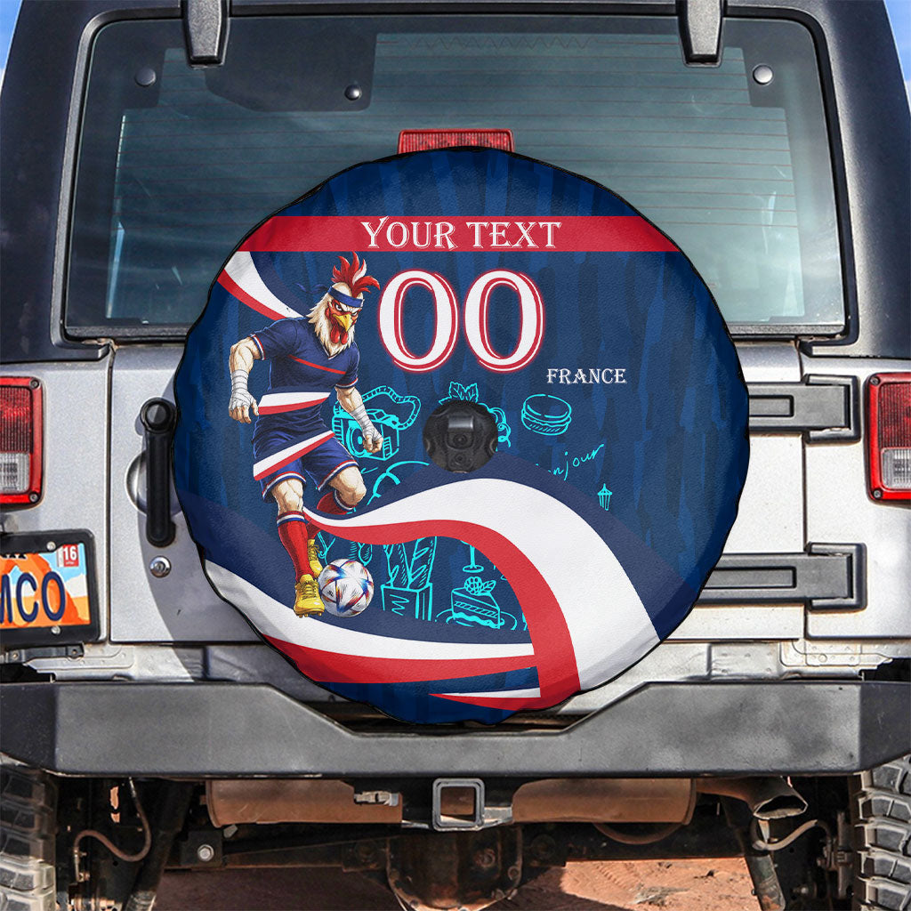 Personalized France Gallic Rooster Football Spare Tire Cover Rooster Mascot French Culture Doodle