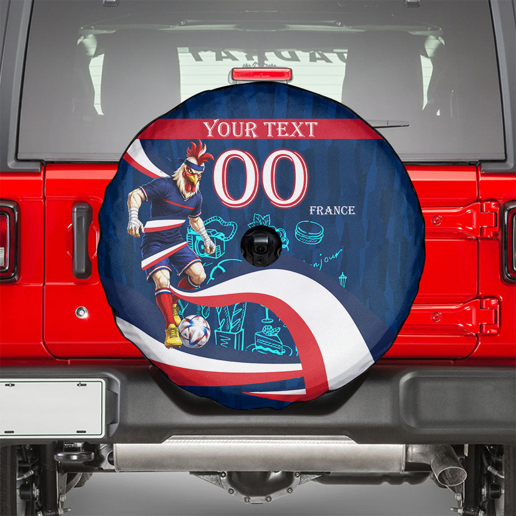 Personalized France Gallic Rooster Football Spare Tire Cover Rooster Mascot French Culture Doodle
