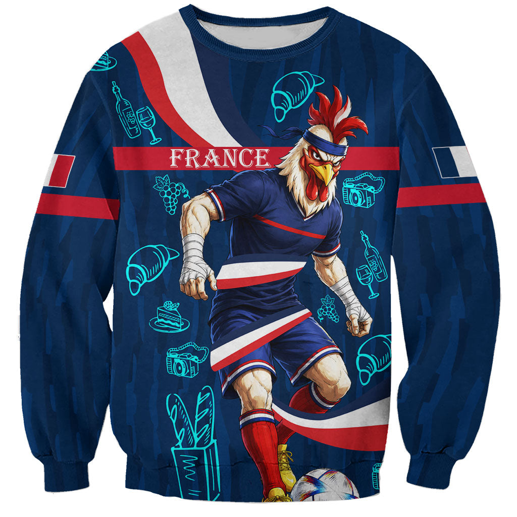 Personalized France Gallic Rooster Football Sweatshirt Rooster Mascot French Culture Doodle